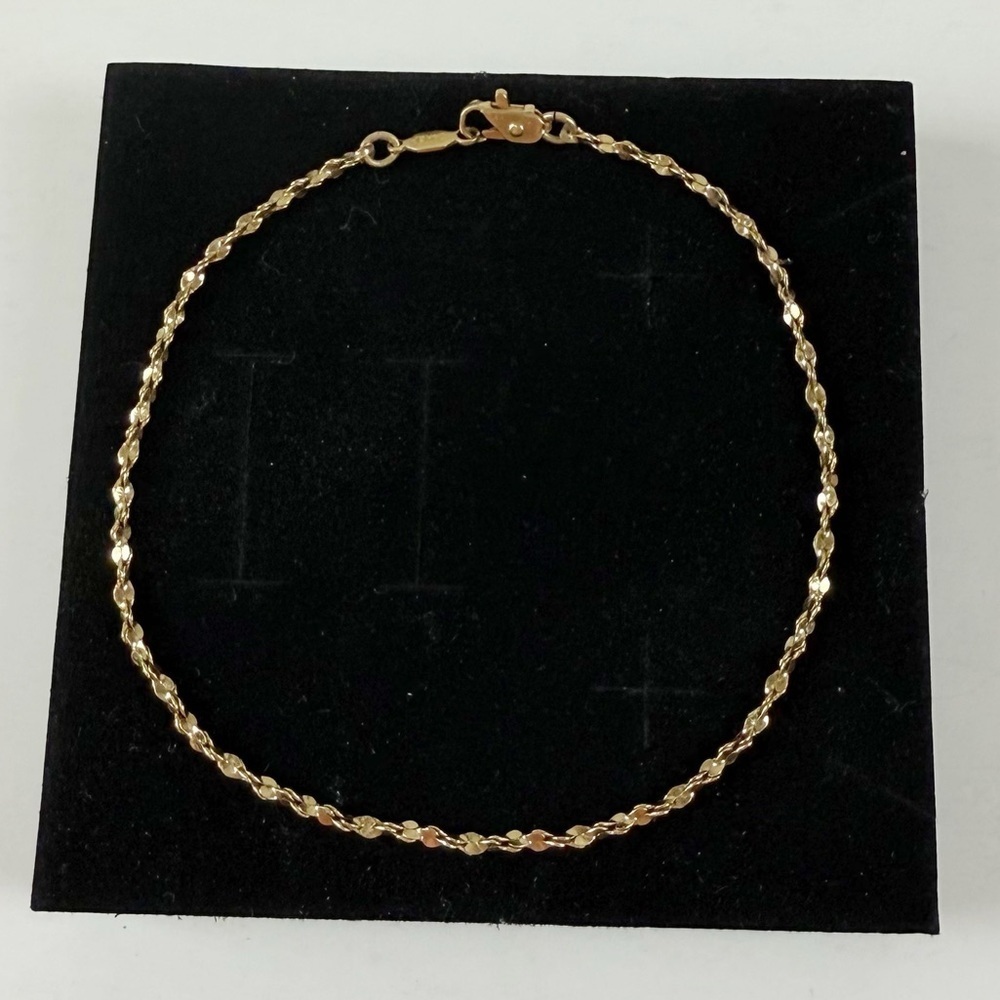 Twisted Rope Chain 24 Gold Plated Bracelet 9 Inch Long
